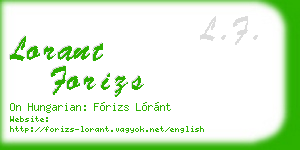 lorant forizs business card